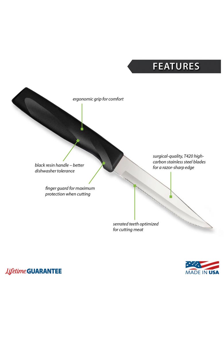 Cutlery 3.875-Inch Serrated Steak Knife Anthem Wave Handle, Alternate, color, Black
