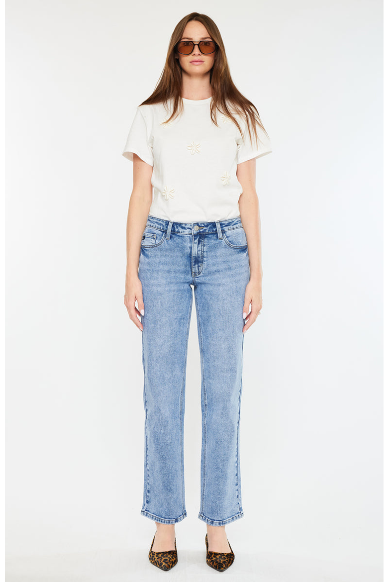 Tamia Essentials Mid Rise True Straight Jeans, Alternate, color, Medium Wash