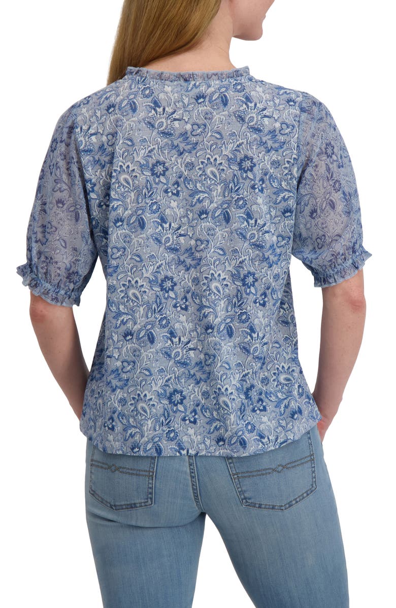 Lucky Brand Puff Sleeve Top, Alternate, color, Blue Floral