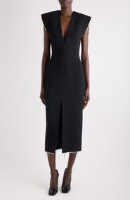 Givenchy Raw Edge Wool Blend Crepe Sheath Dress