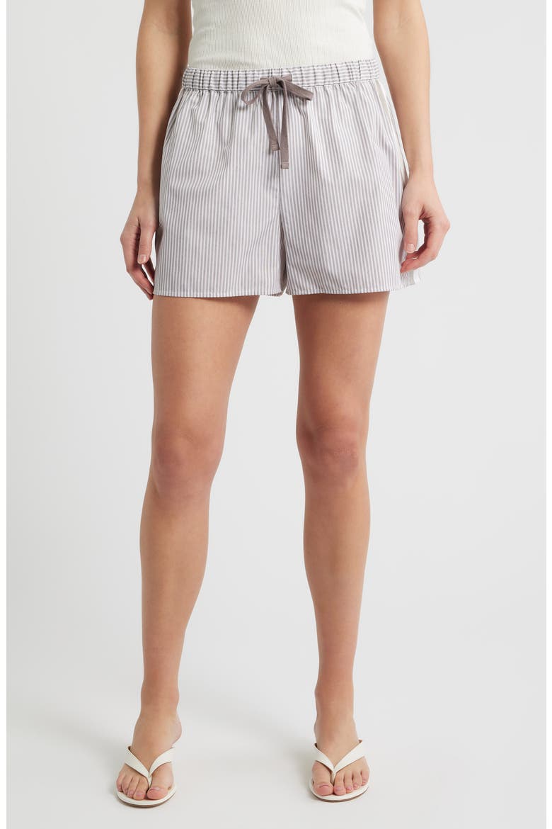 Stripe Drawstring Shorts, Main, color, TAUPE/IVORY