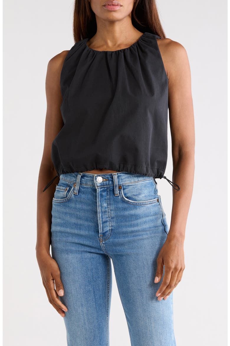 Twill Parachute Bubble Top, Main, color, BLACK001