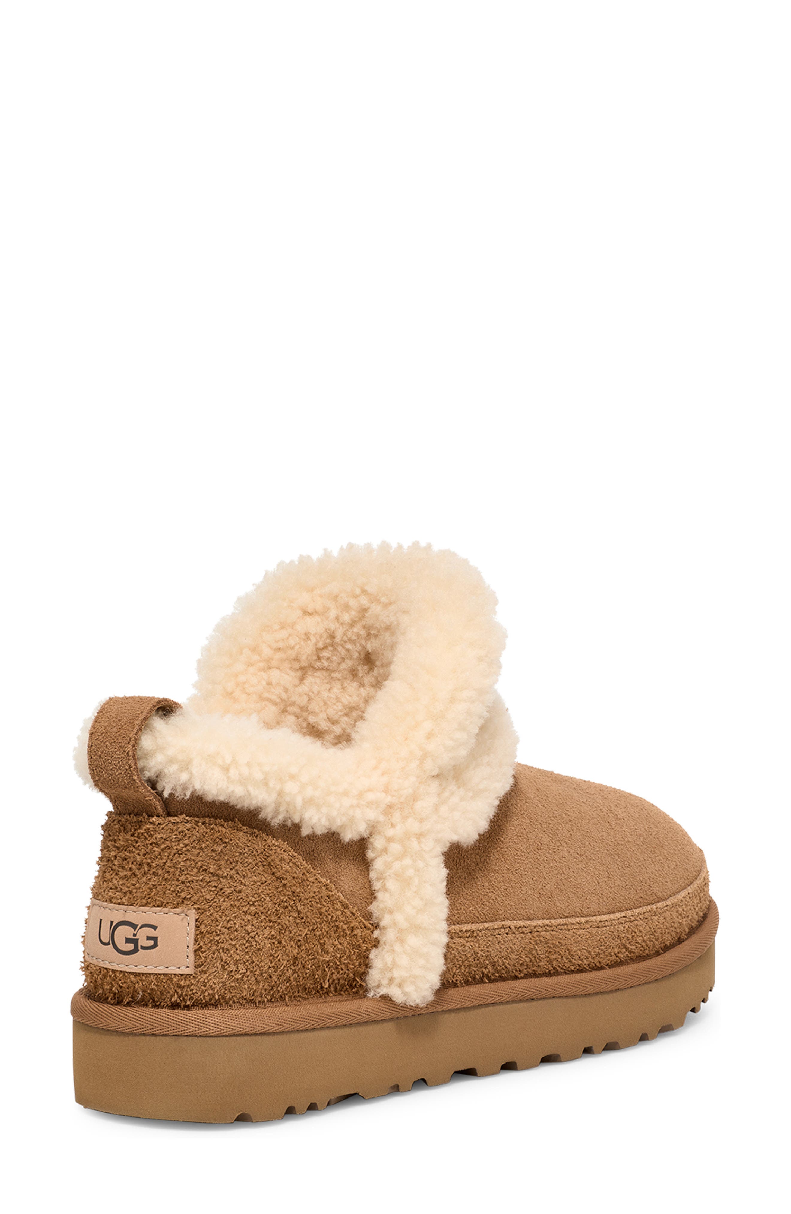 UGG<sup>®</sup> Classic Ultra Mini Spillseam Genuine Shearling Bootie, Alternate, color, Chestnut
