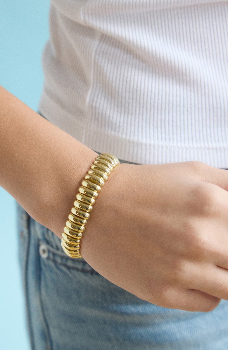BaubleBar Keira Ribbed Bracelet, Alternate, color, Gold
