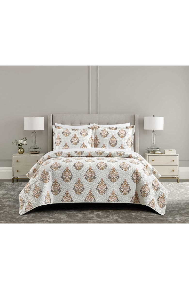 CHIC Breana Medallion Print 7-Piece Quilted Comforter Set - King Size, Main, color, 