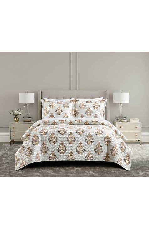 Breana Medallion Print 2-Piece Quilted Comforter Set - Twin Size