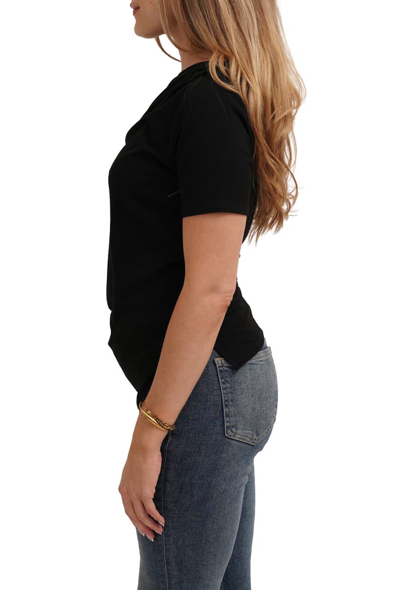 Asymmetrical Hem Short Sleeve Top, Alternate, color, BLACK