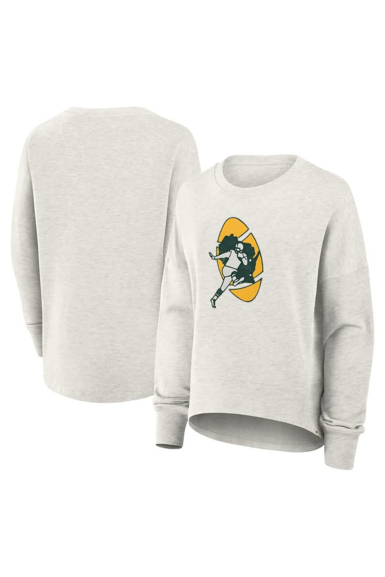 Women's Fanatics Heather Gray Green Bay Packers Oversized Hometown Pullover Sweatshirt, Main, color, Heather Gray