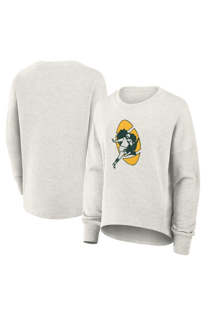 FANATICS Women's Fanatics Heather Gray Green Bay Packers Oversized Hometown Pullover Sweatshirt, Main, color, Heather Gray