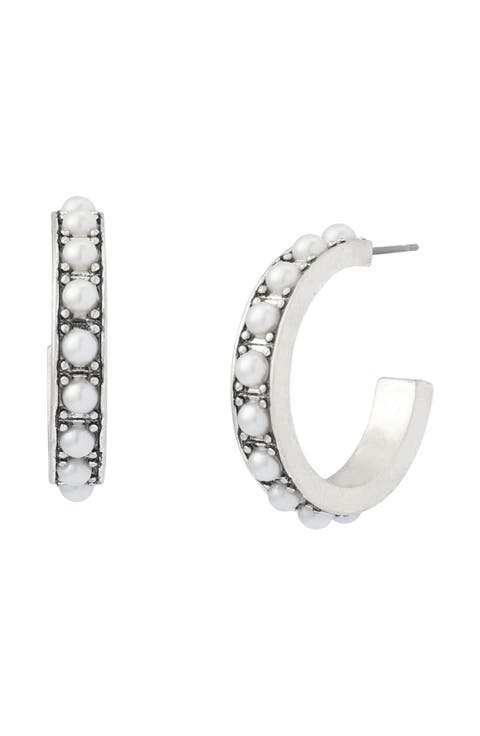 Imitation Pearl Hoop Earrings