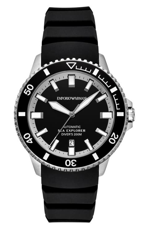 Sea Explorer Silicone Strap Automatic Diving Watch, 42.5mm