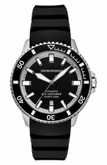 Emporio Armani Sea Explorer Silicone Strap Automatic Diving Watch, 42.5mm
