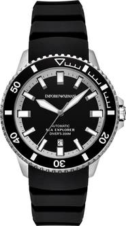 Emporio Armani Sea Explorer Silicone Strap Automatic Diving Watch, 42.5mm