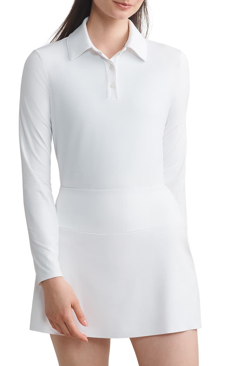 Rhone Course To Court Long Sleeve Polo, Main, color, Snow White