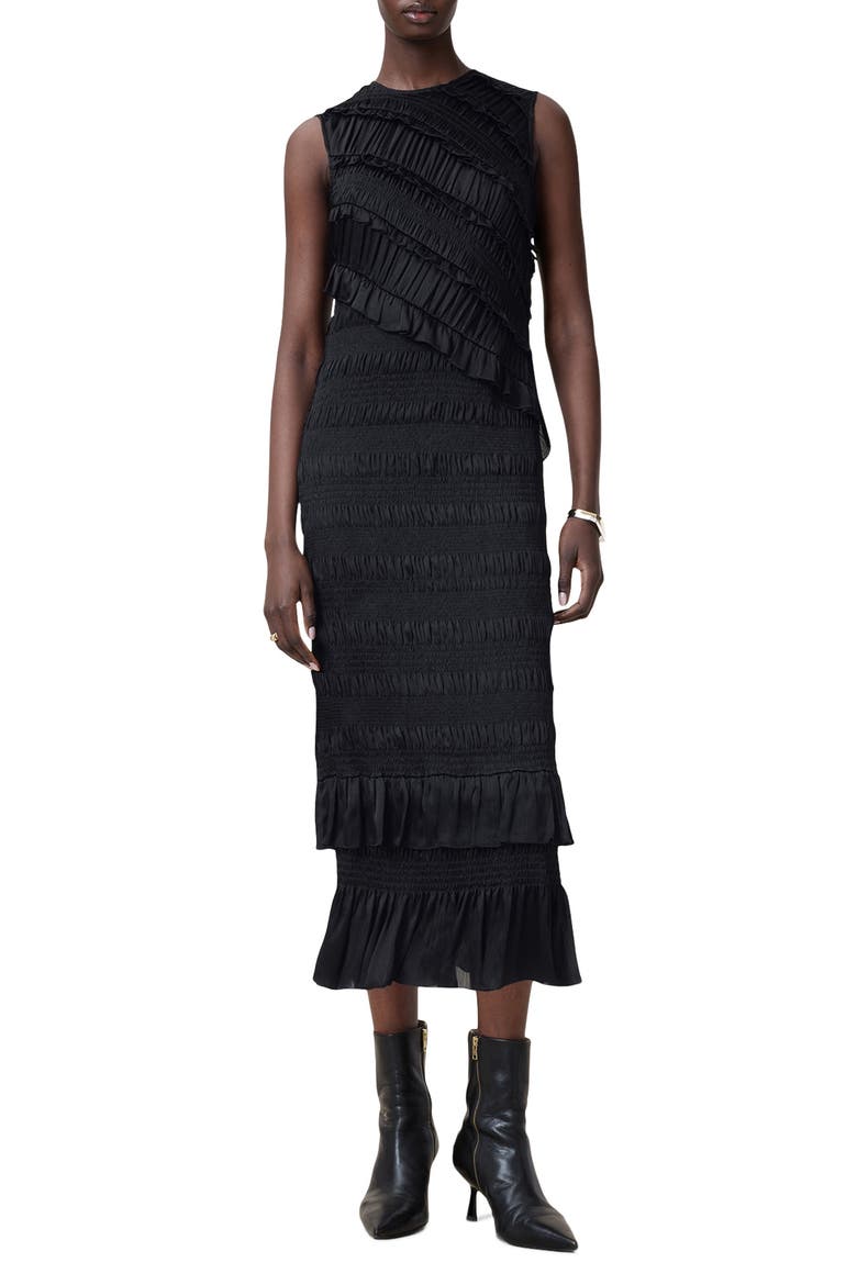 Nyla Sleeveless Ruffle Dress, Main, color, BLACK