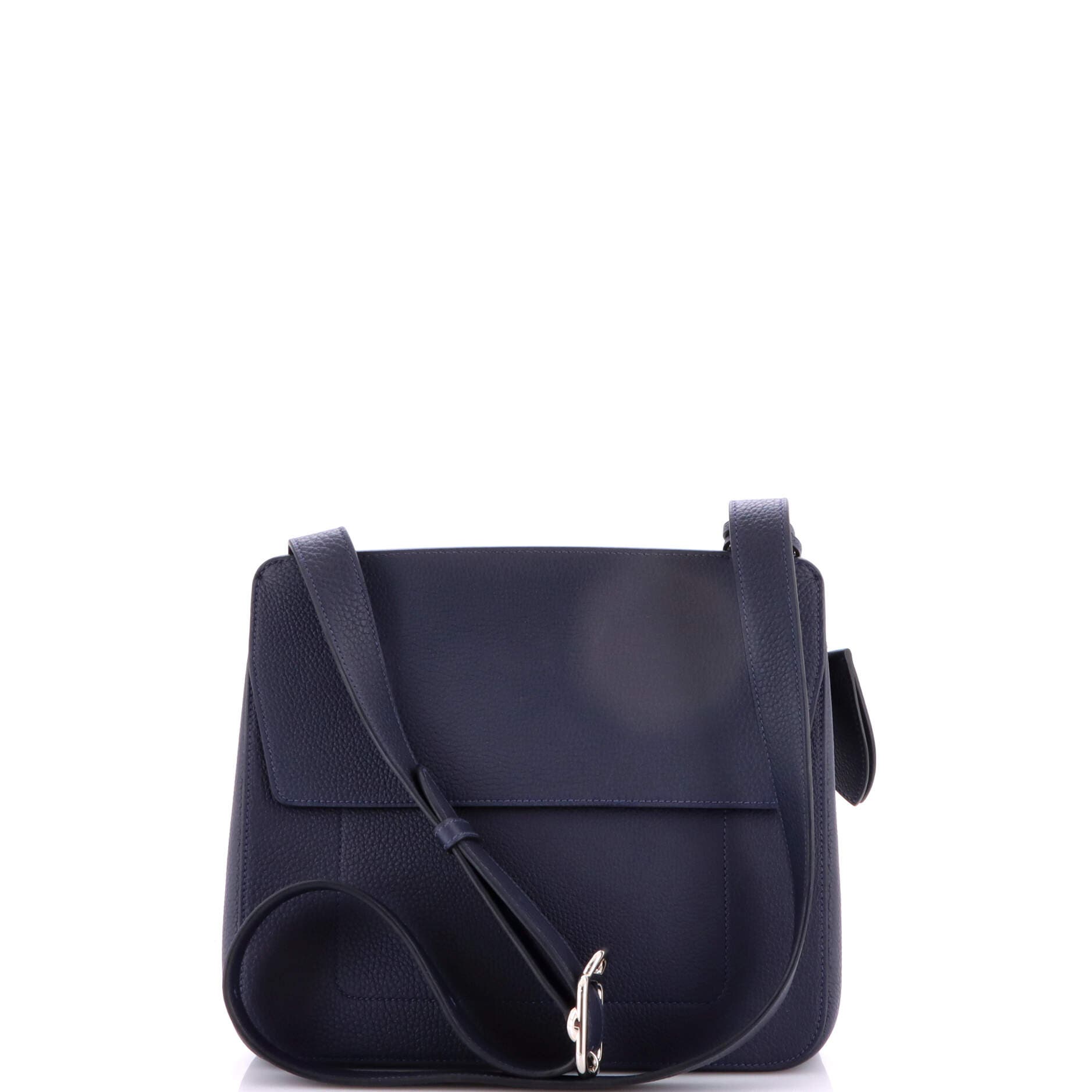 Pre-Owned Hermes Mali-Selle Messenger Bag Togo PM, Alternate, color, Bleu Nuit