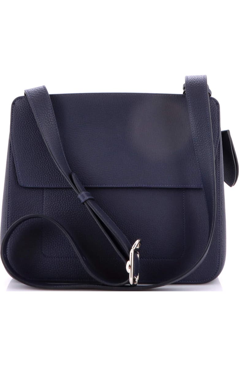 Pre-Owned Hermes Mali-Selle Messenger Bag Togo PM, Alternate, color, Bleu Nuit