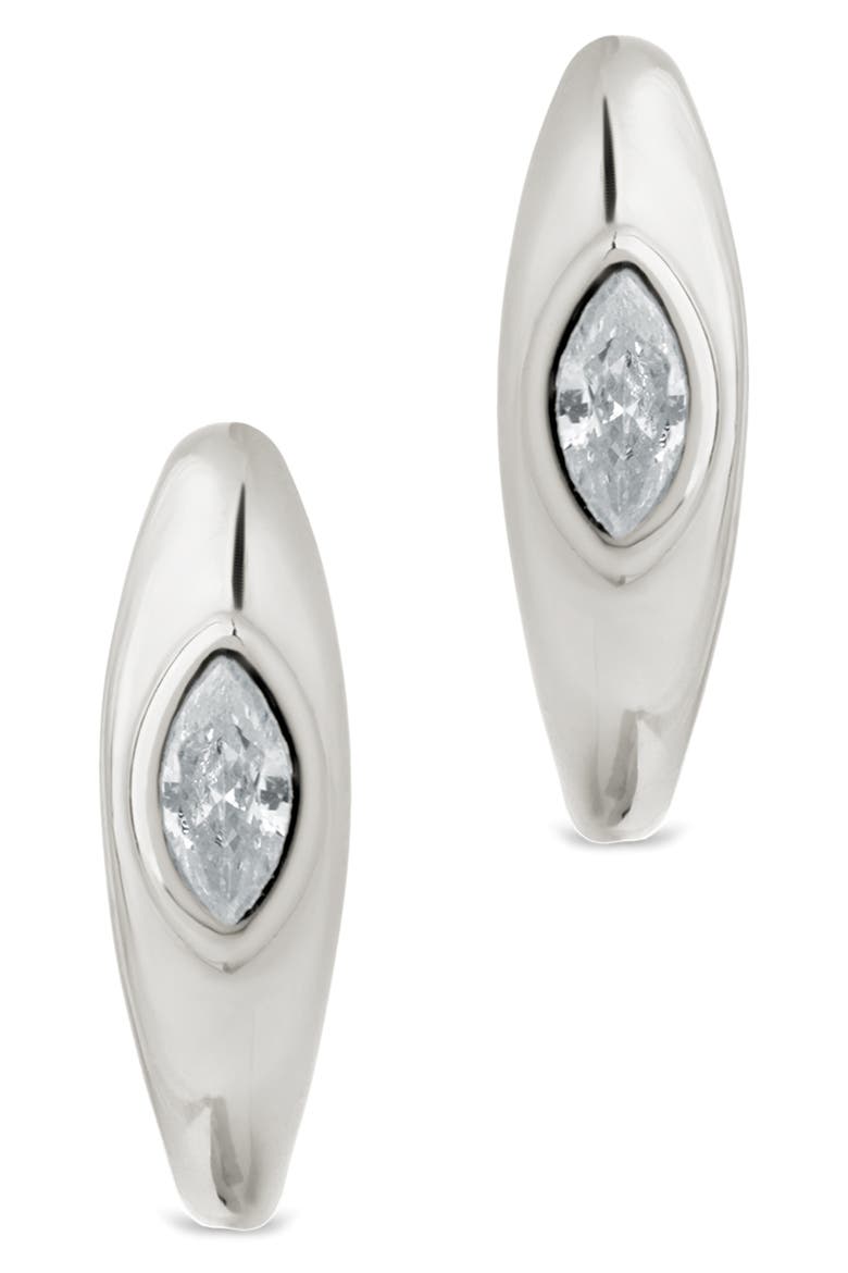 Camila Marquis Cubic Zirconia Huggie Hoop Earrings, Alternate, color, SILVER