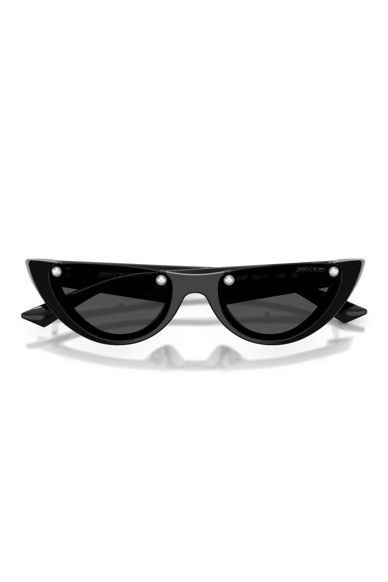 53mm Semi Rimless Oval Sunglasses, Alternate, color, BLACK / DARK GREY
