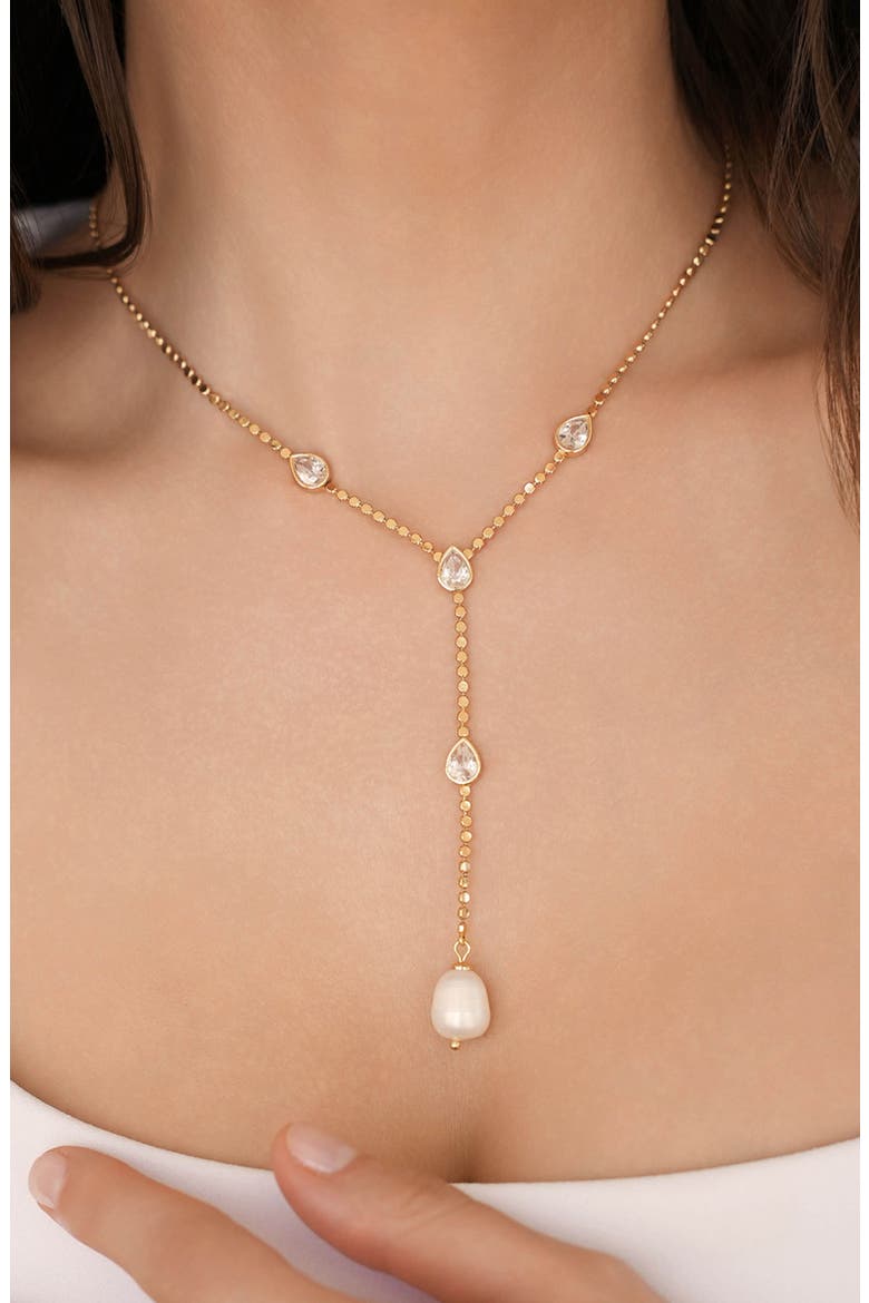 Dripping Crystal Y-Necklace, Alternate, color, GOLD