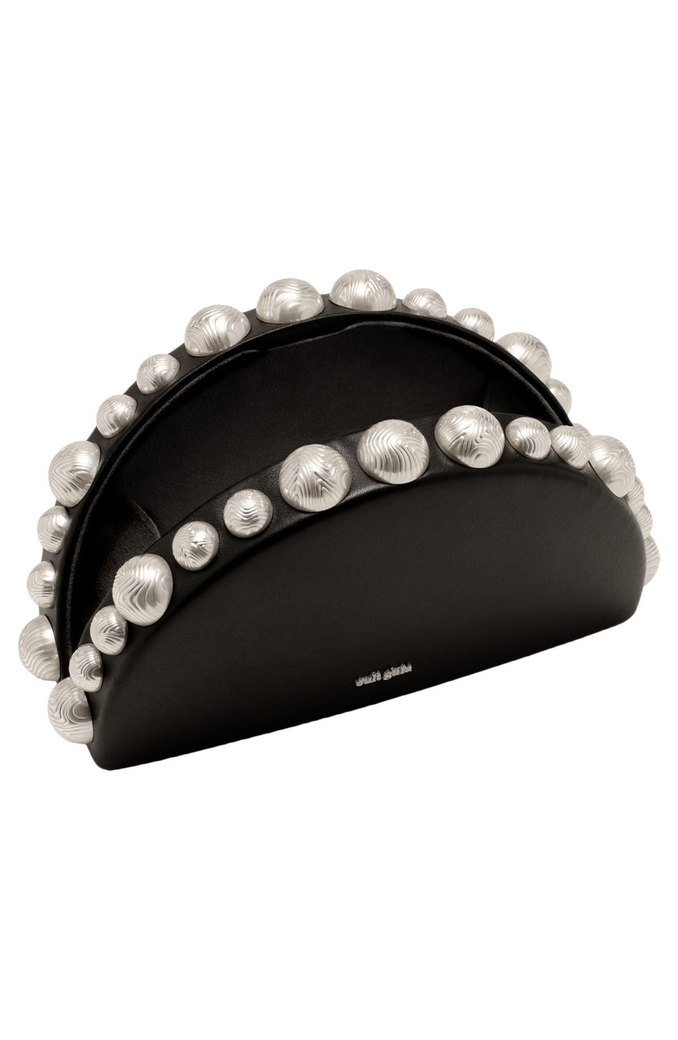 Gili Leather Clutch, Alternate, color, BLACK