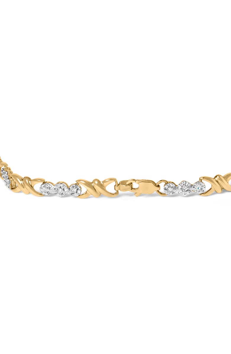Haus of Brilliance 10k Yellow Gold 1/3 Cttw Diamond 3 Stone and X-Link Bracelet - 7.50" Inches, Alternate, color, Yellow