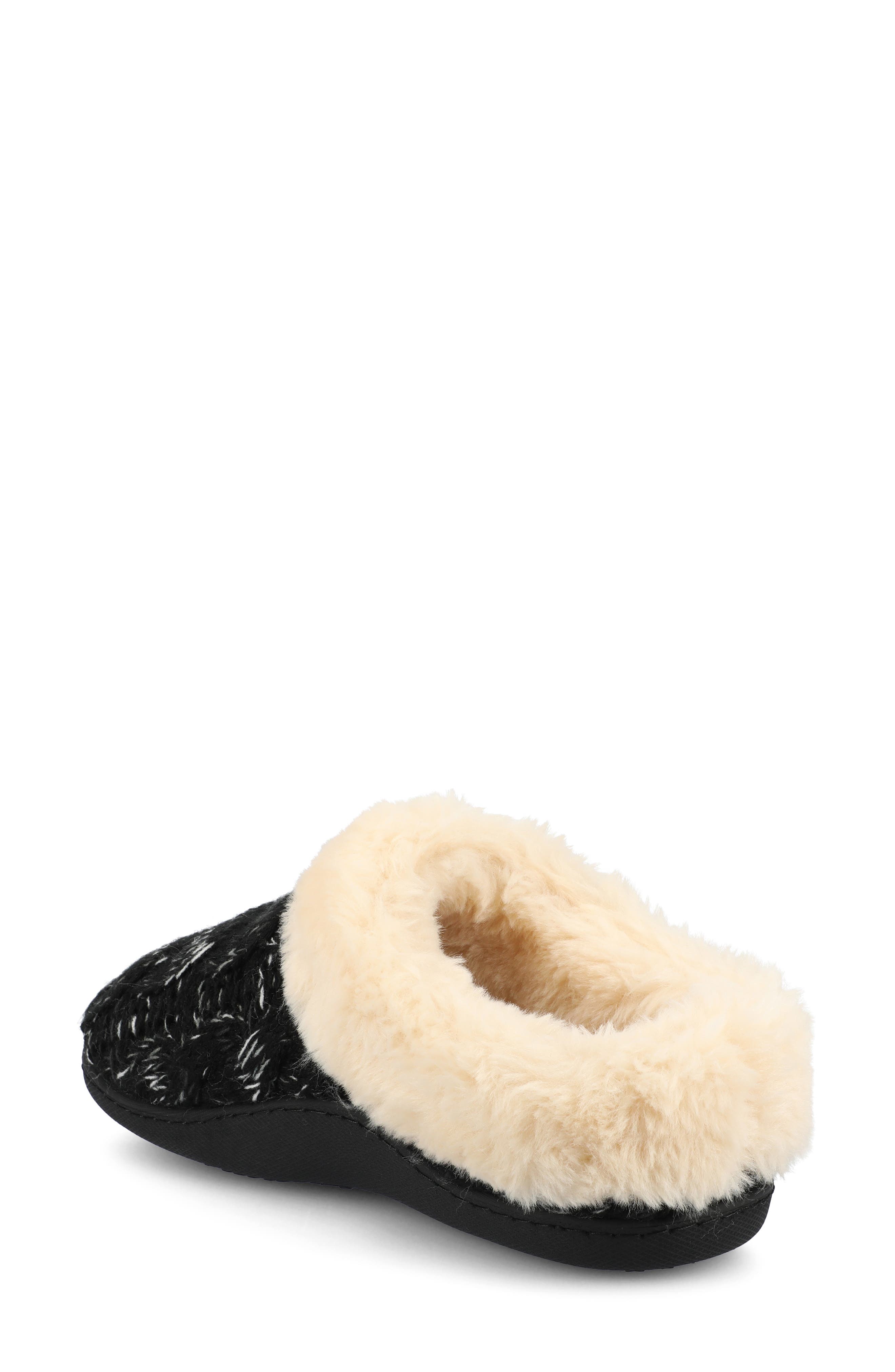 Journee Collection Adiah Faux Fur Trim Slipper, Alternate, color, Black