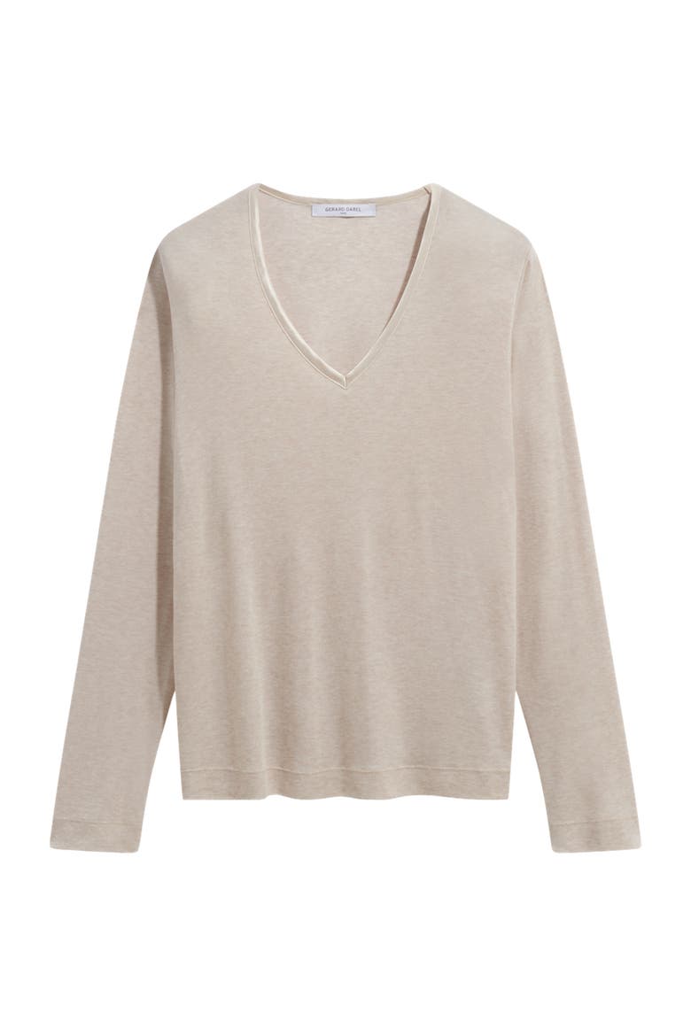 Belen Long Sleeve V-Neck T-Shirt, Alternate, color, Beige