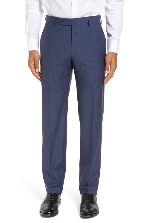 Parker Flat Front Sharkskin Wool Trousers