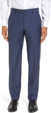 Zanella Parker Flat Front Sharkskin Wool Trousers