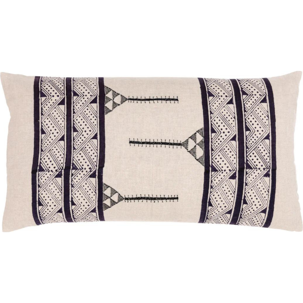 Alamwar Mancala Charcoal Lumbar Pillow Cover In Charcoal
