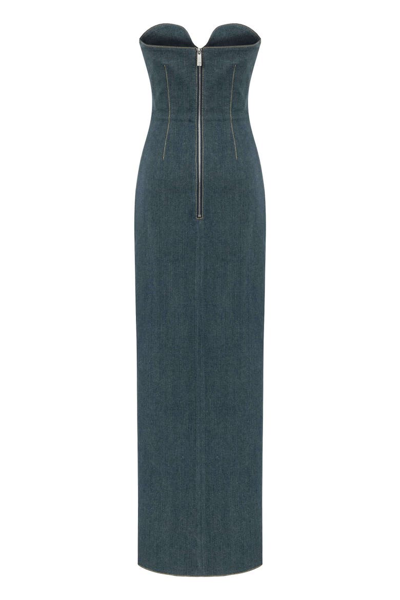 Monte Strapless Denim Midi Dress, Alternate, color, Blue