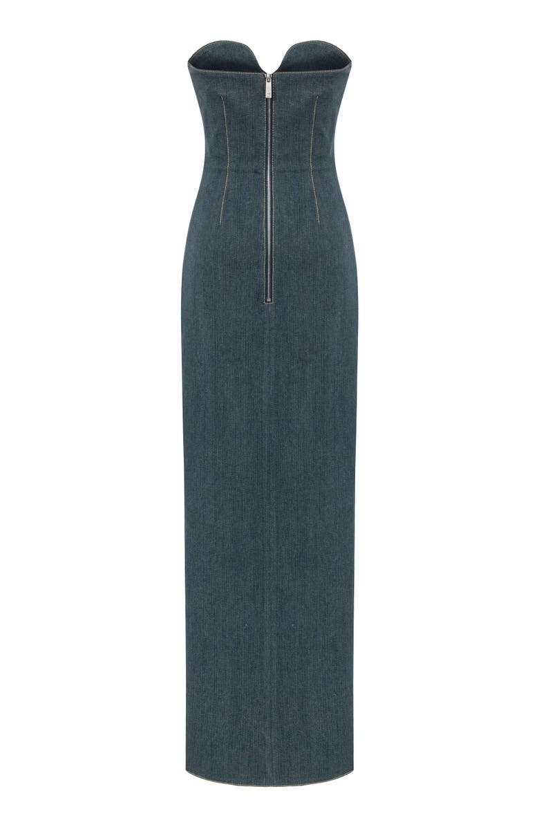 Jendue US Monte Strapless Denim Midi Dress - High Slit Style, Alternate, color, Deep Blue