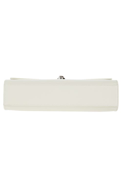 Savette Slim Symmetry Pochette Leather Top Handle Bag In Ivory