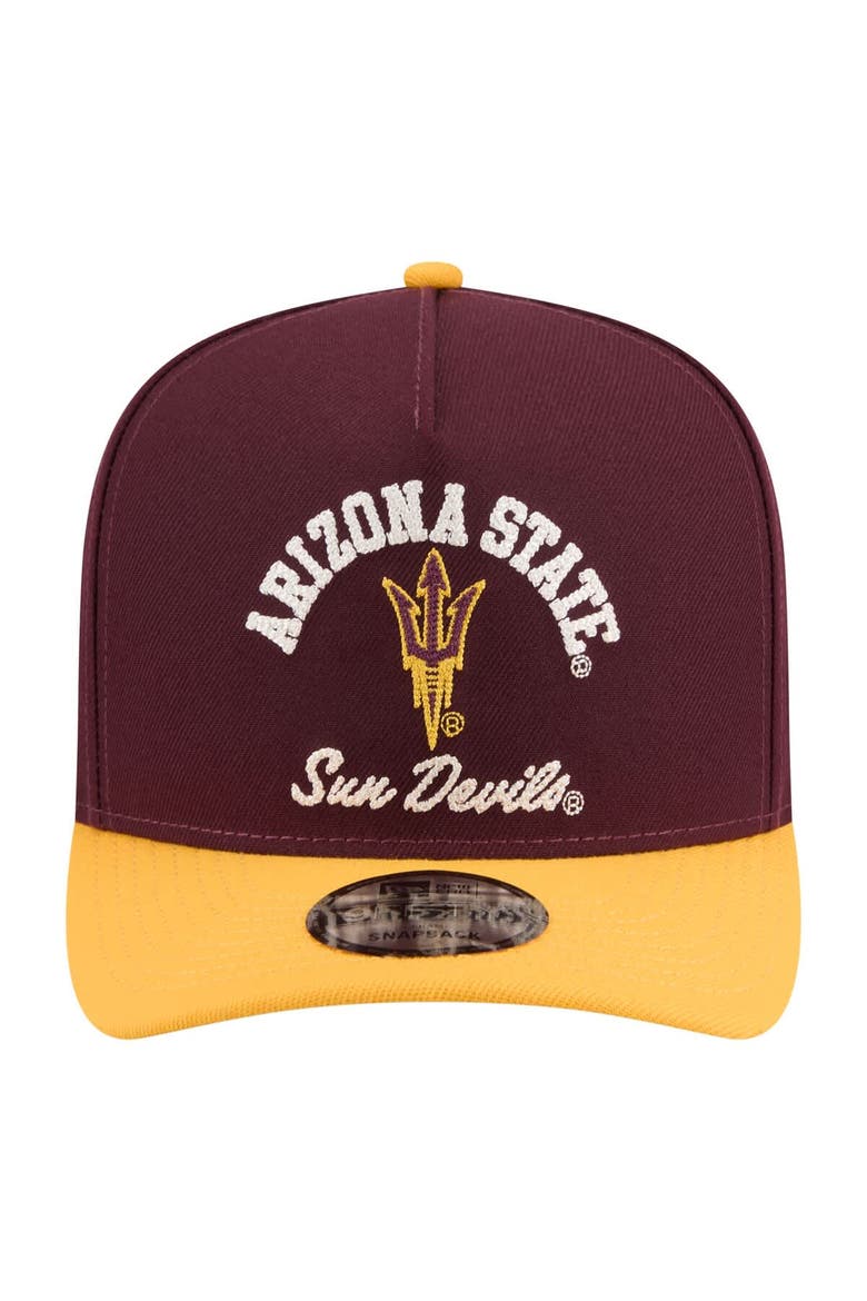 Men's New Era  Maroon/Gold Arizona State Sun Devils Two-Tone Arched 9FIFTY Snapback Hat, Alternate, color, Maroon