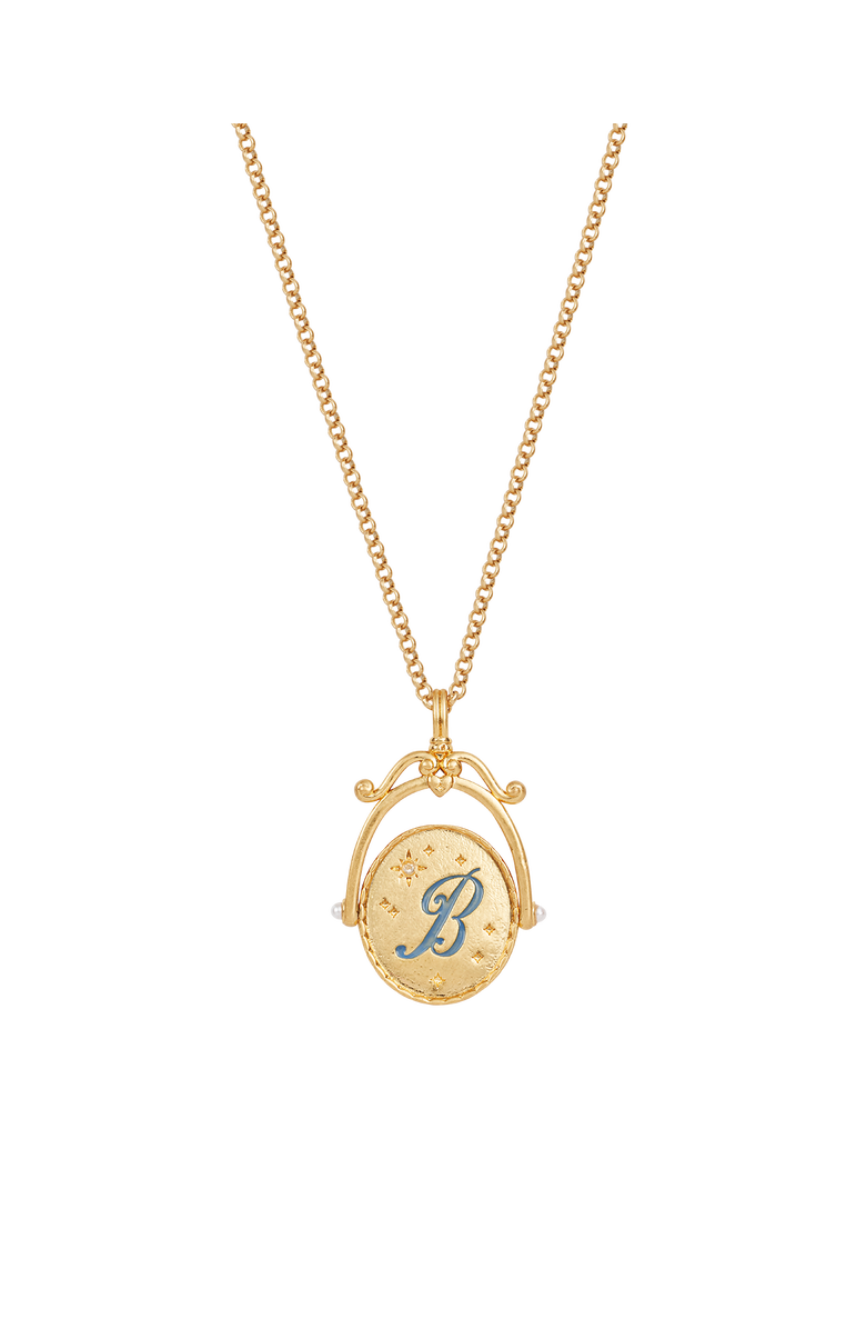 Fable England B Initial Bluebell Gold Spinner Chain Necklace, Main, color, Gold