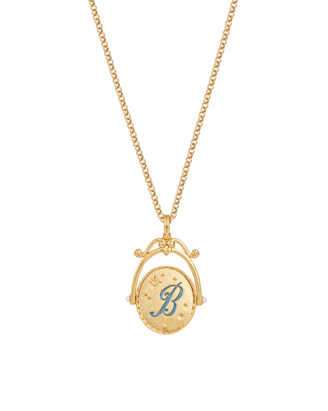 B Initial Bluebell Gold Spinner Chain Necklace