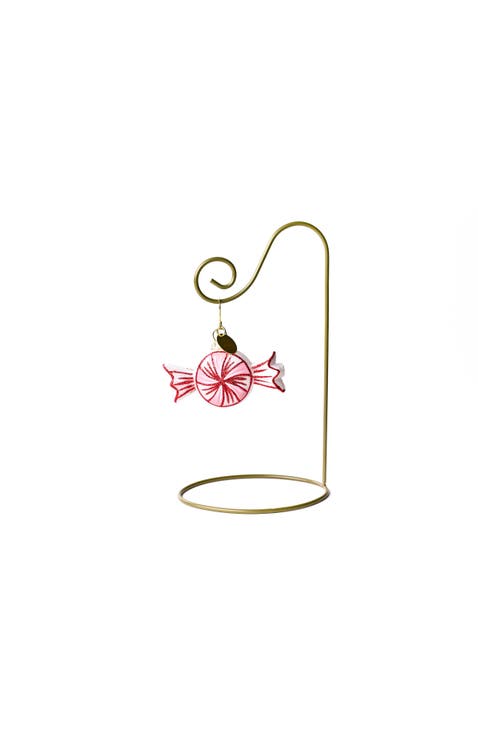 Peppermint Glass Shaped Ornament with Gold Stand