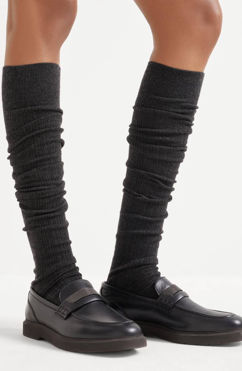Brunello Cucinelli Cashmere knit socks, Alternate, color, Anthracite