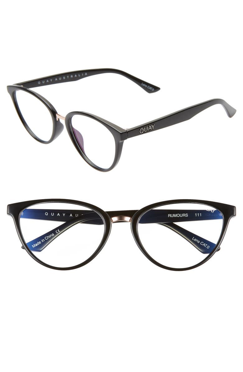 QUAY Rumours 47mm Blue Light Blocking Glasses, Main, color, 