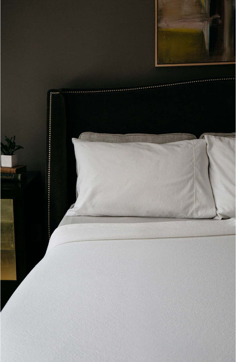 Evangeline Linen Bed Blankets, Alternate, color, Bright White Linen