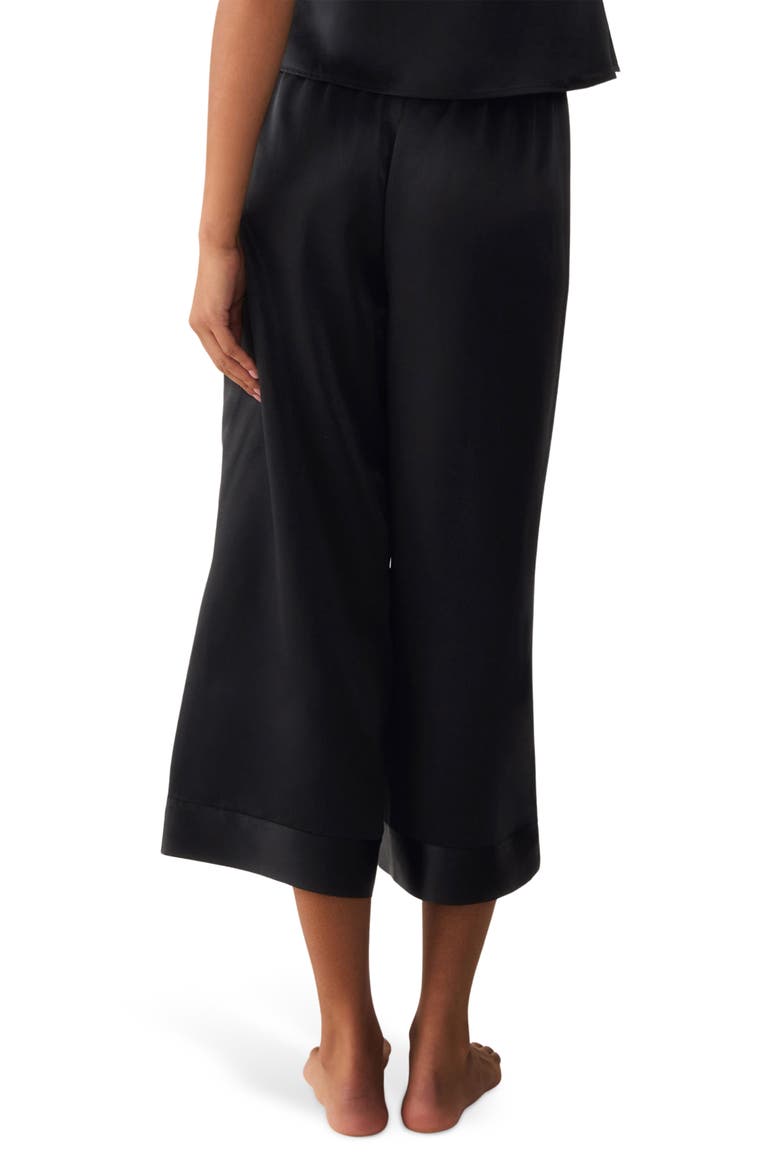Olivia Ankle Wide Leg Silk Pajama Pants, Alternate, color, BLACK