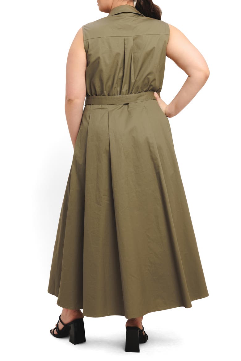 Belted Sleeveless Maxi Shirtdress, Alternate, color, OLIVE