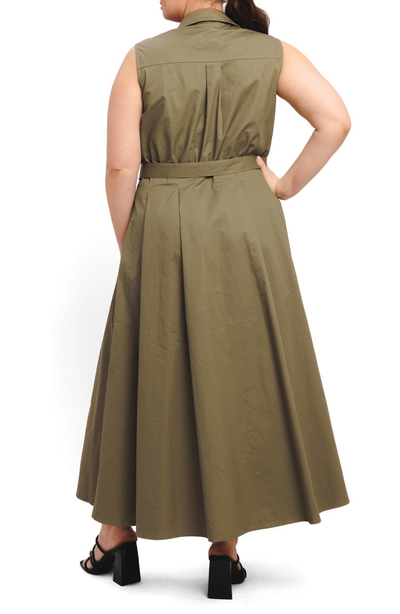FLYING TOMATO Belted Sleeveless Maxi Shirtdress, Alternate, color, Olive
