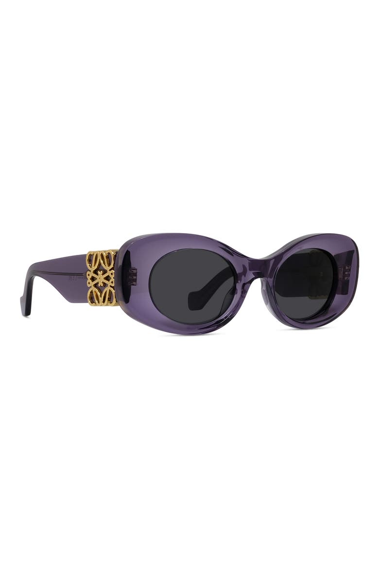 Anagram 49mm Small Rectangular Sunglasses, Alternate, color, SHINY VIOLET / SMOKE