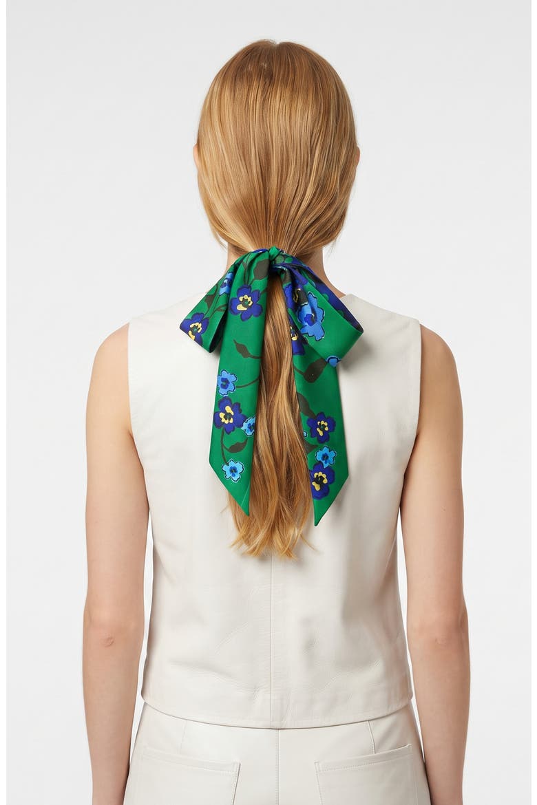 Silk Skinny Scarf Emerald Echo, Alternate, color, Green
