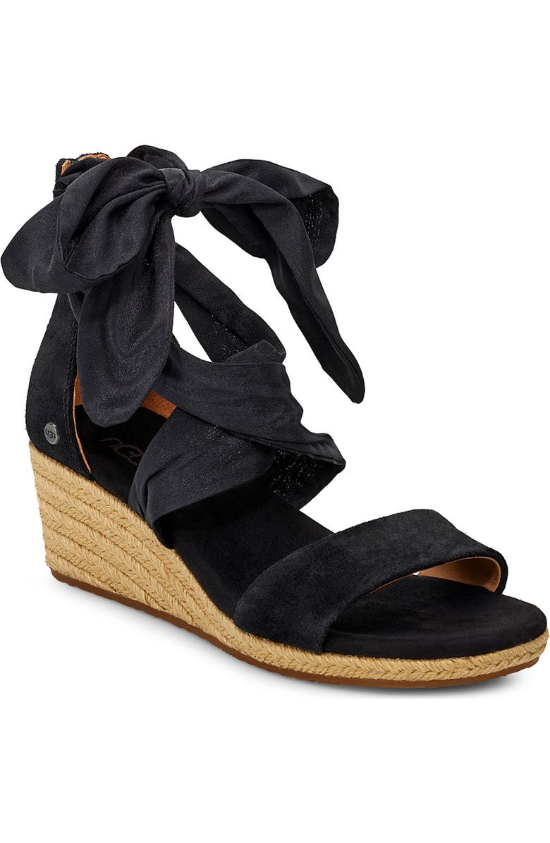 UGG<sup>®</sup> Trina Ribbon Tie Wedge Sandal, Main, color,