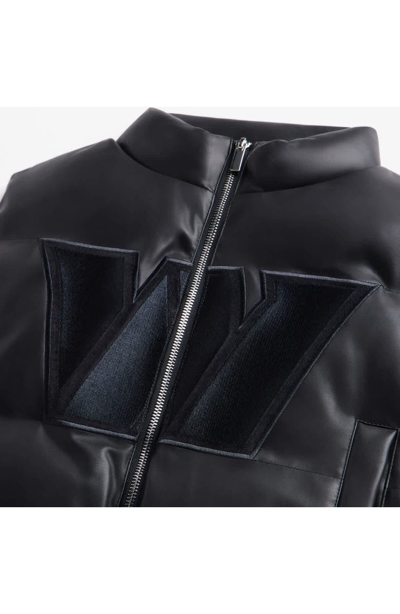 Off Season Women's Black Washington Commanders Faux Leather Cropped Puffer Vest, Alternate, color, Black