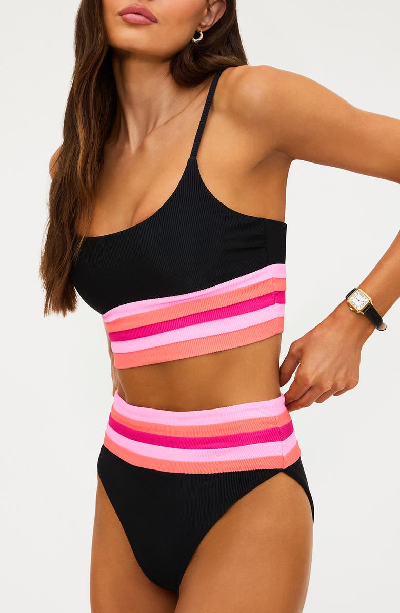 Beach Riot Mae Colorblock Bikini Top, Alternate, color, Ruby Colorblock