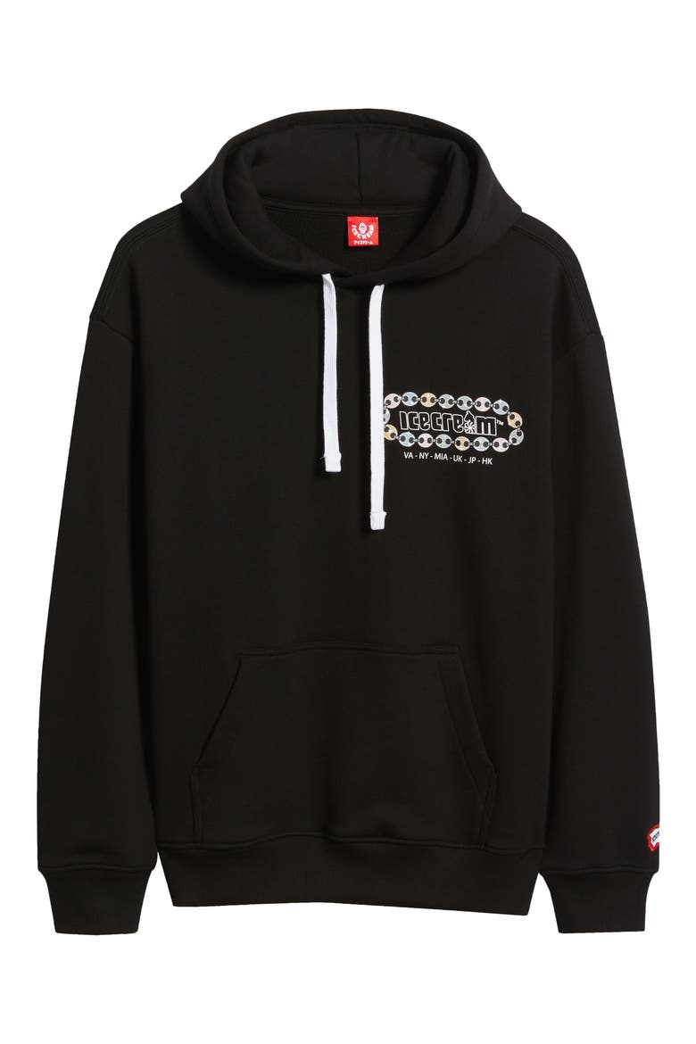 Chain Logo Cotton French Terry Hoodie, Alternate, color, BLACK